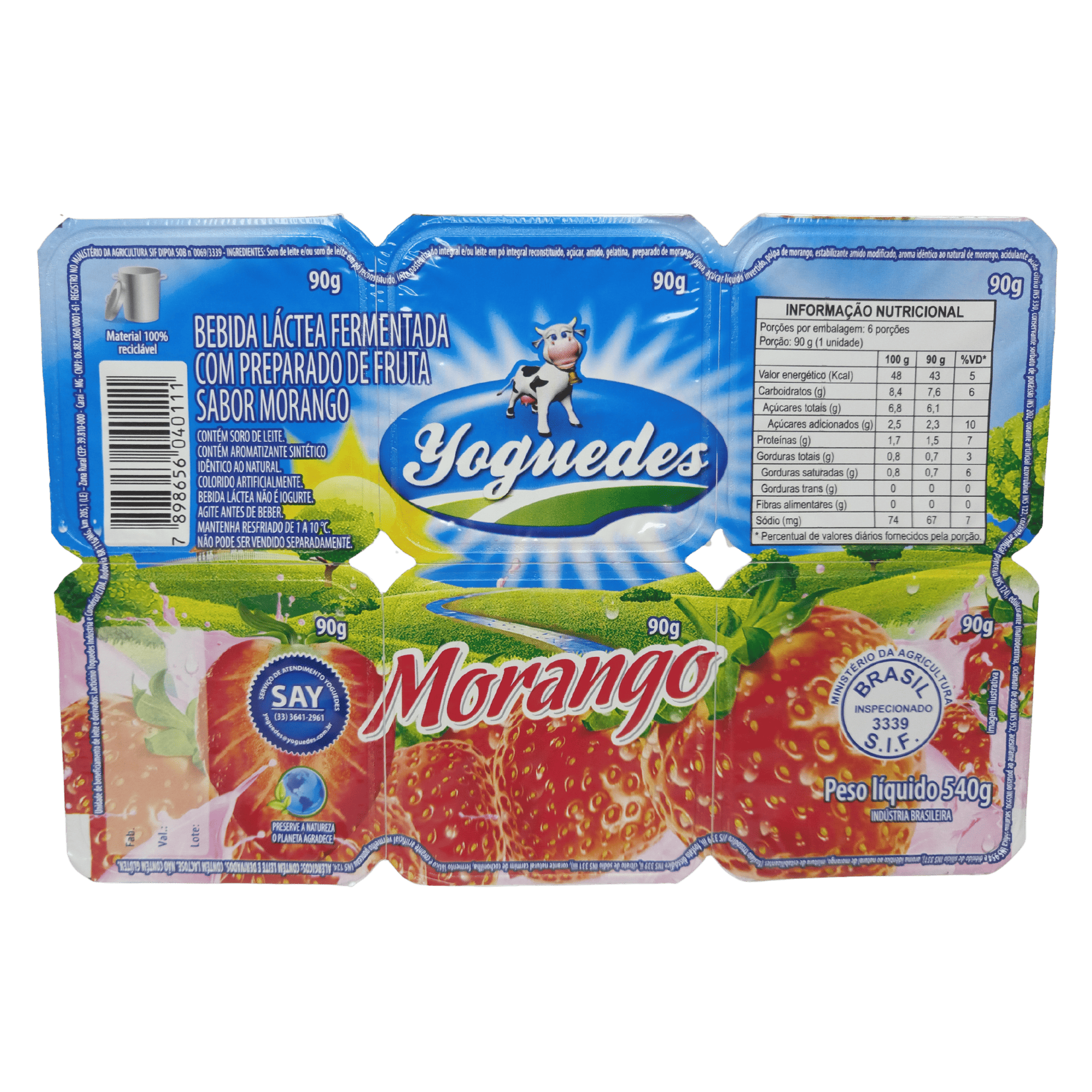 BEBIDA LÁCTEA YOGUEDES MORANGO BANDEJA 540G